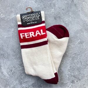 Gumball Poodle Feral Socks - Red and White One Size Fits Most NWT